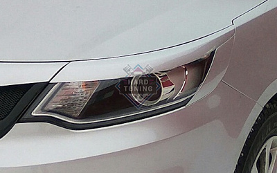 Накладки на фары широкие с боковыми лепестками KIA Rio 3 2015-2017